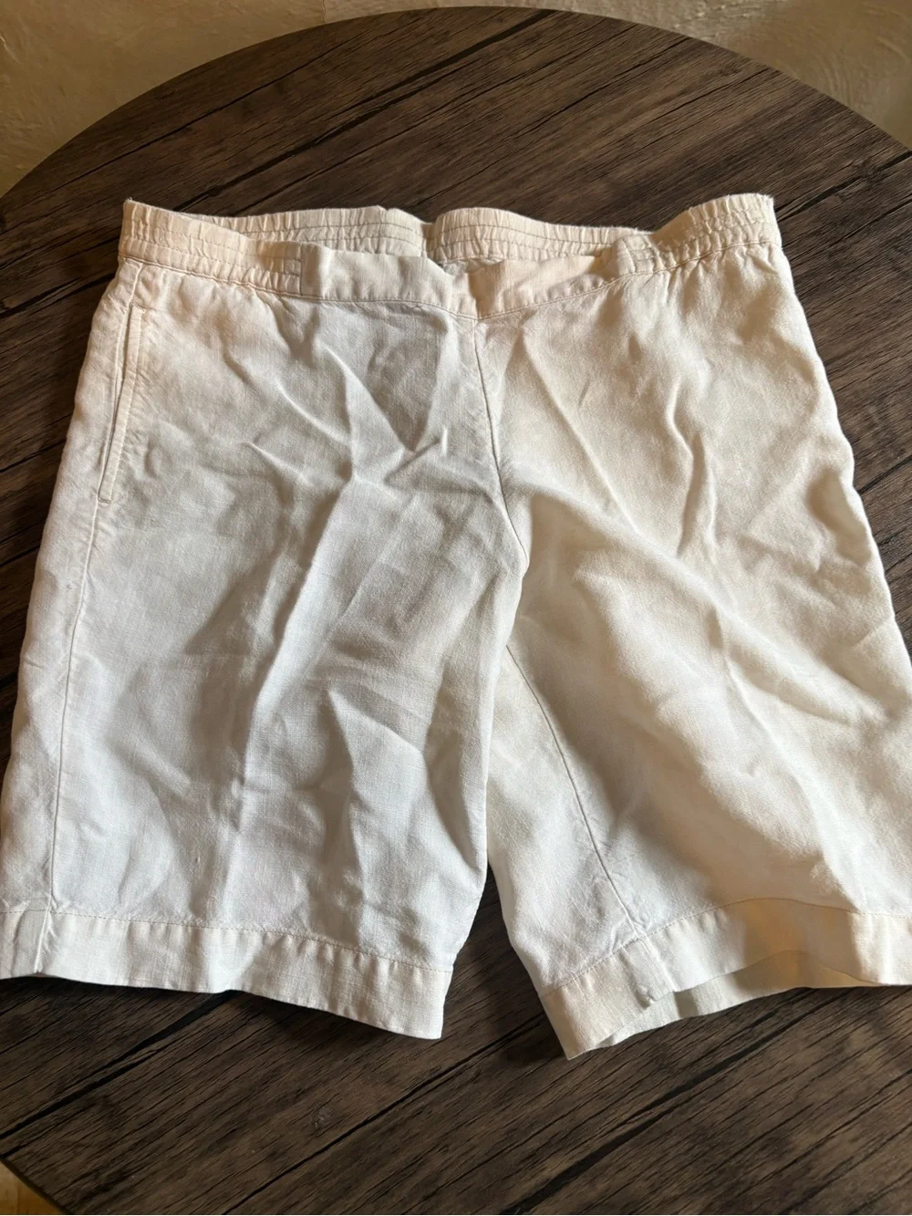 J. Jill Women’s XS Petite Ivory Linen Blend Pull-On Shorts Elastic Waist Casual